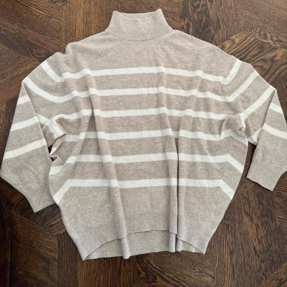 Hatch Cream & Light Brown The Estella Cashmere Turtleneck Size 2